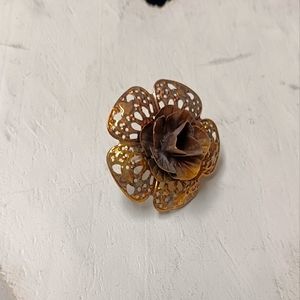 Vintage brass rose adjustable ring